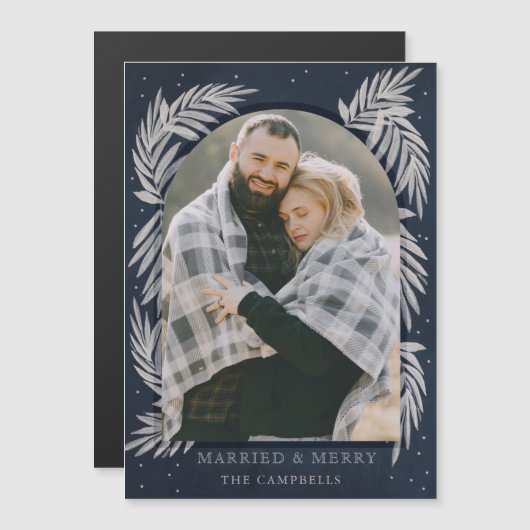 ブルーシルバーアメリーーチフォトホリディマグネット (正面/裏面)