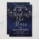 ブルーシルバーアンダーザスターズスターリーナイトスウィート16 招待状 (正面/裏面)