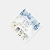 ブルーシルバーアークティックウィンターオネダーランド誕生日 スタンダードカクテルナプキン (角)