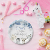 ブルーシルバーアークティックウィンターオネダーランド誕生日 ペーパープレート (パーティー)