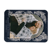 ブルーシルバーアーメリーチボタニカルフォトホリデー マグネット (横)