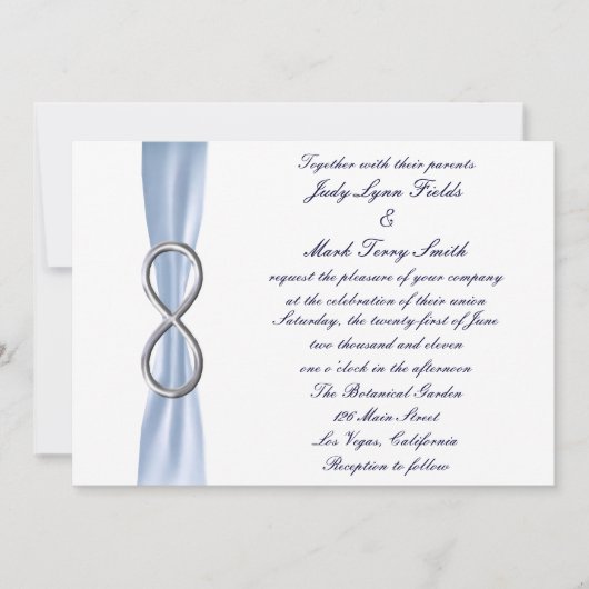 ブルーシルバーインフィニティ結婚式招待状 招待状 (正面)