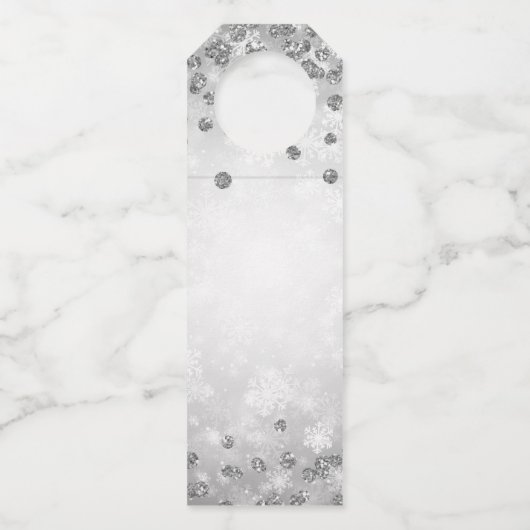 ブルーシルバーウィンターグリッターハッピーホリデーズファミリー ボトルネックタグ (裏面)