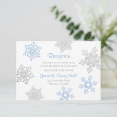 ブルーシルバーウィンタースノーフレークウェディングレセプション エンクロージャーカード (スタンド正面)