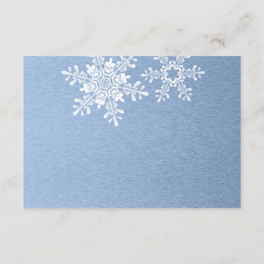 ブルーシルバーウィンタースノーフレークウェディングレセプション エンクロージャーカード (裏面)