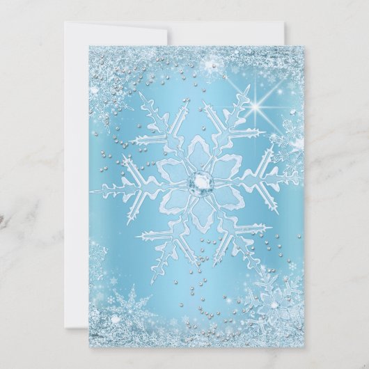 ブルーシルバーウィンターワンダーランドスウィート16ティアラ 招待状 (裏面)