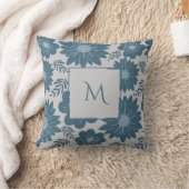 ブルーシルバーウォーターのカラーフローラスクリプト クッション (ブランケット)