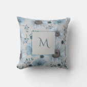 ブルーシルバーウォーターのカラーフローラスクリプト クッション (正面)