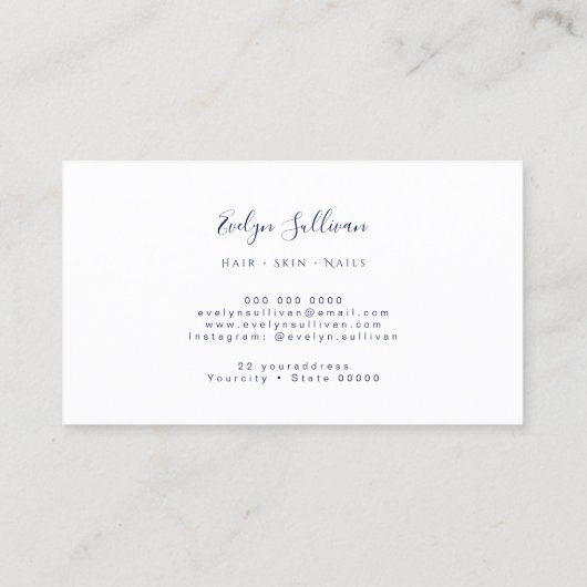 ブルーシルバーウォーターカラービジネスカード 名刺 (裏面)