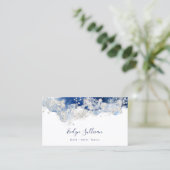 ブルーシルバーウォーターカラービジネスカード 名刺 (スタンド正面)