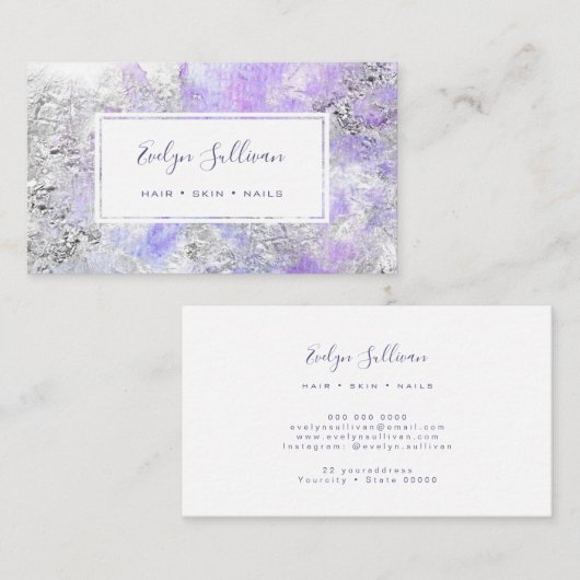 ブルーシルバーウォーターカラービジネスカード 名刺 (正面/裏面)