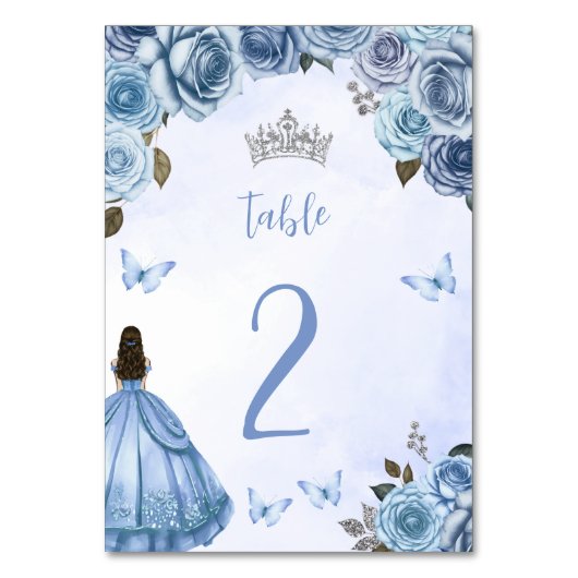 ブルーシルバーウォーターカラーフローラプリンセスキンセアニラ テーブルナンバー (裏面)