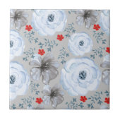 ブルーシルバーウォーターカラーフローラ タイル (正面)