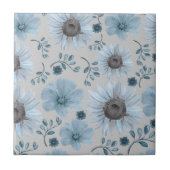 ブルーシルバーウォーターカラーフローラ タイル (正面)