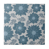 ブルーシルバーウォーターカラーフローラ タイル (正面)