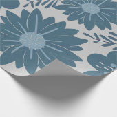 ブルーシルバーウォーターカラーフローラ ラッピングペーパー (角)