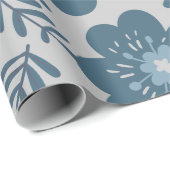 ブルーシルバーウォーターカラーフローラ ラッピングペーパー (ロールコーナー)