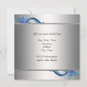 ブルーシルバーエレガントスウィートシックスティーン パーティー 招待状 (裏面)