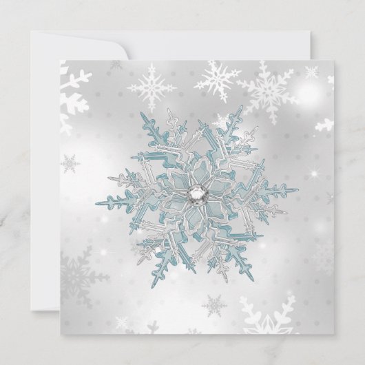 ブルーシルバークリスタルスノーフレーククリスマスパーティーSQ 招待状 (裏面)