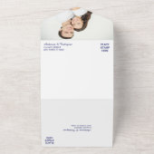 ブルーシルバークリスチャンクロス写真テンプレート結婚ズ オールインワン招待状 (外側)