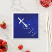 ブルーシルバークリスチャン結婚クロス スタンダードカクテルナプキン (インサイチュ)