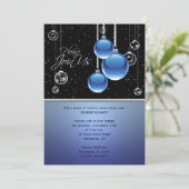 ブルーシルバークリスマスオーナメントズオンブラックパーティー 招待状 (スタンド正面)