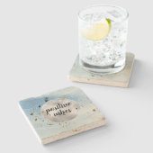 ブルーシルバーグラデーションストライプズ ストーンコースター (横)