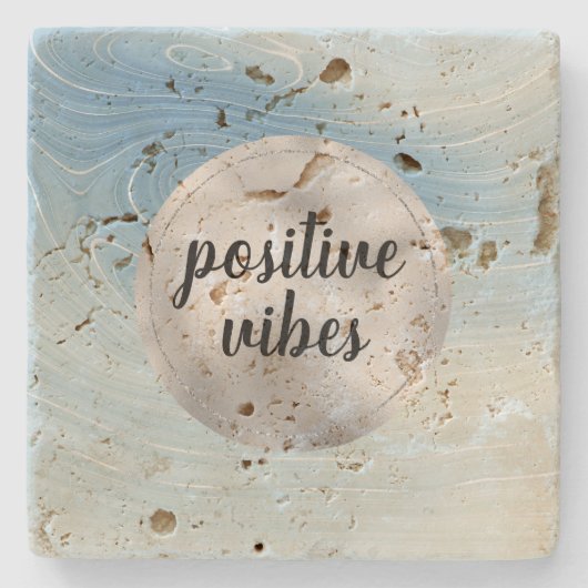 ブルーシルバーグラデーションストライプズ ストーンコースター (正面)