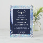 ブルーシルバーグリッターアゲートウェディング 招待状 (スタンド正面)