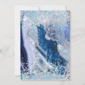 ブルーシルバーグリッターアゲートウェディング 招待状 (裏面)