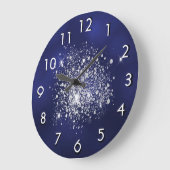 ブルーシルバーグリッターダスト ラージ壁時計 (傾斜)
