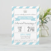 ブルーシルバーグリッタープリンス誕生日招待状 招待状 (スタンド正面)