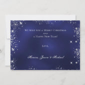 ブルーシルバーグリッター写真窓クリスマスカード 招待状 (裏面)