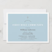 ブルーシルバーグリッター少年初聖体拝領 招待状 (正面)