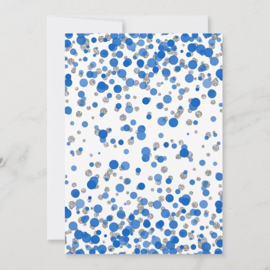 ブルーシルバーグリッター紙吹雪ボーイファースト誕生日 招待状 (裏面)