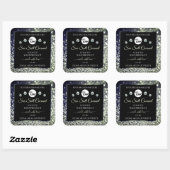 ブルーシルバーグリッター製品ラベルロゴダイヤモンド スクエアシール (シート)