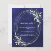 ブルーシルバーグリーンリークリスマスパーティの招待状 (正面)