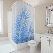 ブルーシルバーグレーパーム葉ズドリーム#1 シャワーカーテン (インサイチュ)