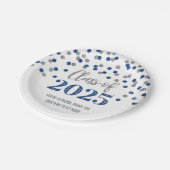 ブルーシルバーコンフェッティ卒業式 2025 ペーパープレート (アングル)
