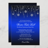 ブルーシルバースノーフレークズガラボール招待状 招待状 (正面/裏面)