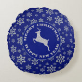 ブルーシルバースノーフレークトインデア ラウンドクッション (正面)