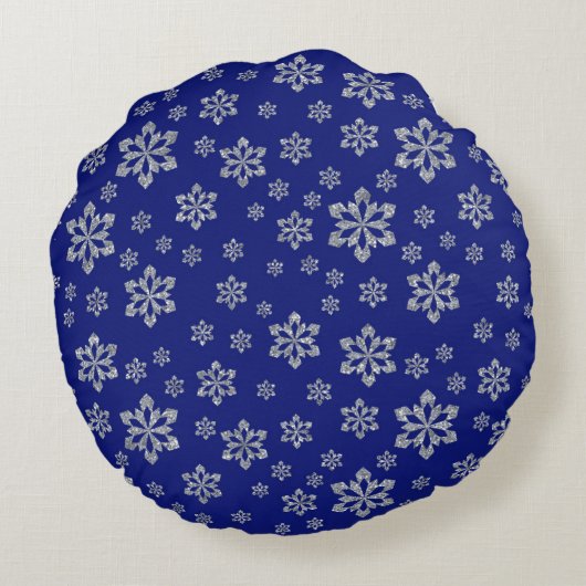 ブルーシルバースノーフレークトインデア ラウンドクッション (裏面)