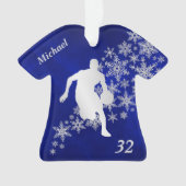 ブルーシルバースノーフレークバスケットボール選手 オーナメント (正面)