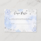 ブルーシルバースノーフレークベビーシャワーおむつラッフル エンクロージャーカード (正面)