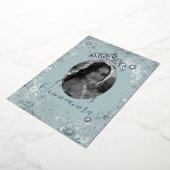 ブルーシルバースノーフレーク写真キンセアニェラ 箔招待状 (回転した状態)