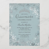 ブルーシルバースノーフレーク写真キンセアニェラ 箔招待状 (裏面)