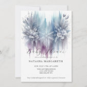 ブルーシルバースノーフレーク冬のベビーシャワーエレガント 招待状 (正面)