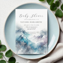 ブルーシルバースノーフレーク冬のベビーシャワーエレガント