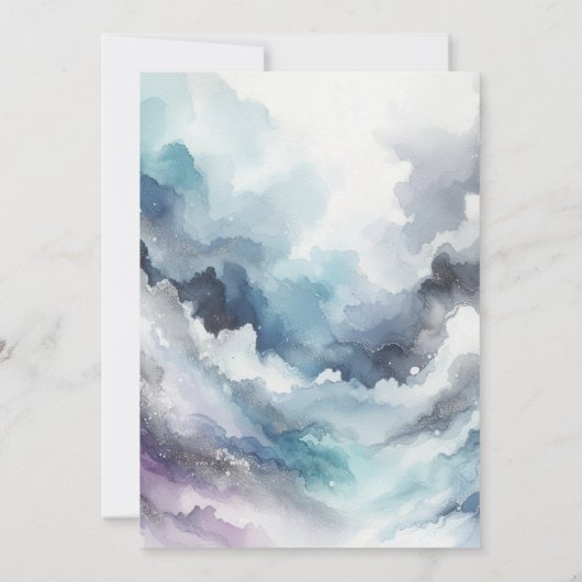 ブルーシルバースノーフレーク冬のベビーシャワーエレガント 招待状 (裏面)