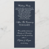 ブルーシルバースノーフレーク結婚式プログラムのお茶の長さ プログラム (裏面)